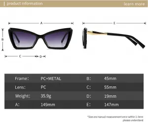 Солнцезащитные очки Melrose Fashion Trend для женщин в винтажном стиле «кошачий глаз» с защитой от УФ-излучения UV400, C4