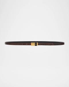 Узкий ремень YSL с пряжкой Python Saint Laurent, цвет Lava Dk Lava