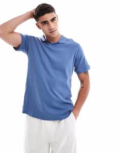 Поло из потертого хлопкового трикотажа светло-голубого цвета Threadbare