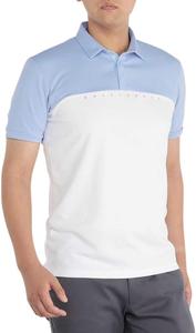 Мужская рубашка для гольфа MIZUNO Solar Cut, короткий рукав, саморегулирующийся воротник, очень приятная на ощупь, защищает от тепла и УФ-излучения, обеспечивает свободу движений (E2MAB001), светло-синий