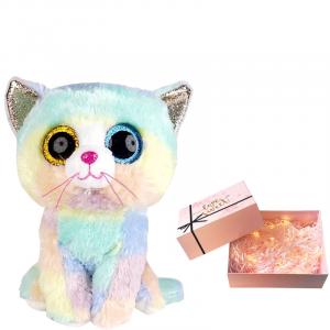 Ty Плюшевая кукла Sheer Heterochromatic Colorful Cat, Cassidy Lavender Cat Dolls высотой 17см/24см