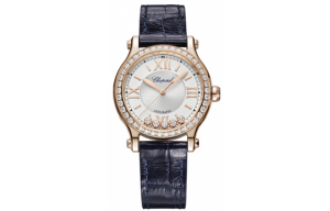 Chopard Часы женские HAPPY SPORT Automatic Mechanical Movement, 33 мм, белый циферблат, ремешок из крокодиловой кожи