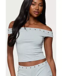 Женский топ Neriah Grommet с открытыми плечами Edikted, серый