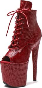 Женские экзотические ботильоны для пол-дэнс WUXIN H&P, на высокой платформе, с высоким каблуком 8 дюймов, на шнуровке, Red