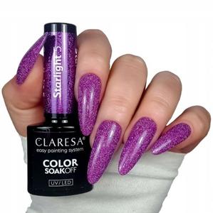 Гибридный лак для ногтей Claresa Starlight 5 с блестками, эффект вспышки, 5 г Puderek