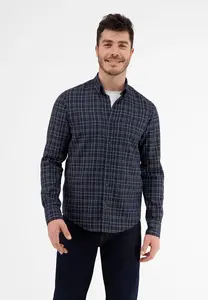 Рубашка LERROS с длинными рукавами "Рубашка в клетку LERROS с узором "добби", синий