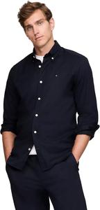 Мужская фирменная рубашка TOMMY HILFIGER с длинным рукавом и застежкой на пуговицы, классического кроя, коллекция 2025 года, French Navy.