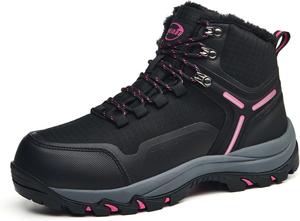 Женские зимние ботинки водонепроницаемые, короткие ботильоны, зимние походные сапоги, прочные, с теплым мехом, противоскользящие, для холодной погоды, для ходьбы и восхождений Jedibau, Pink