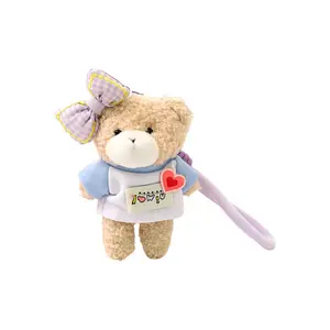 Очаровательная плюшевая кукла мишка с бантом, высота 15 см, длина 15 HEDIE