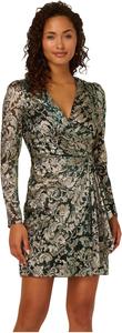 Платье Adrianna Papell Short Wrap Dress, цвет Green/Gold