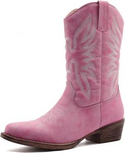 Женские ковбойские сапоги GLOBALWIN с квадратным носком, черные, вестерн с низким каблуком, размер 10M