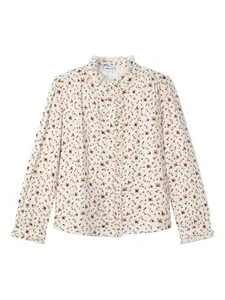 Блузка с оборками и принтом Mayoral, кремовый