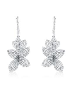 Серьги-подвески Suzy Levian из стерлингового серебра с кубическим цирконием, крупные, в виде абстрактного цветка Suzy Levian New York, Silver
