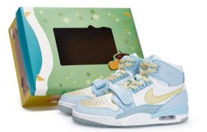 Кроссовки Jordan Legacy 312 Vintage Basketball Shoes Women's Mid-top Beige, синий/белый/бежевый