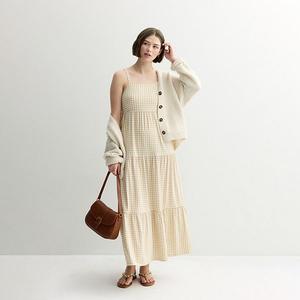 Макси-платье с ярусами для девушек So, Tan Cream Check