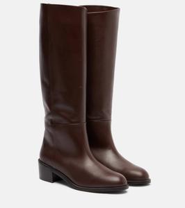 Ботинки Sellier до колена из кожи Aquazzura, Espresso