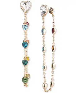 Позолоченные разноцветные серьги в форме сердца и цепочки спереди назад Emily In Paris, multi