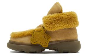 Сапоги замшевые Burberry Creeper с отделкой, коричневый