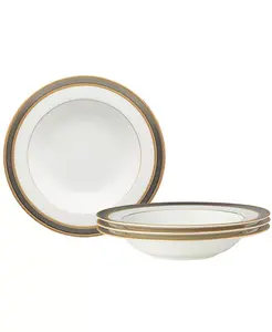 Набор Brilliance из 4 суповых мисок, 8-1/4 дюйма, 12 унций. Noritake, white/gold/platinum