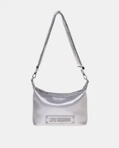 Сумка на плечо с сетчатой ручкой и застежкой-молнией Love Moschino, серебряный