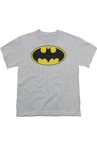 Футболка с коротким рукавом и логотипом Batman от DC Comics для детей Gildan, серебряный