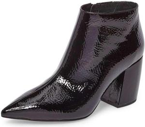 Женские ботильоны XYD из веганской кожи с острым носком, широким каблуком и боковой молнией, Black