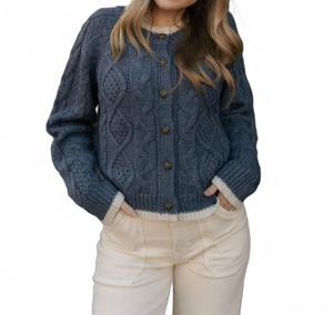 Кардиган контрастного цвета в темно-синем цвете Miou Muse, темно-синий