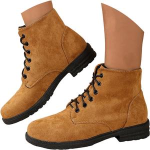 Женские боевые ботинки на высокой платформе с массивным низким каблуком, модная боковая молния, шнуровка, мотоциклетные короткие ботинки, удобные теплые зимние ботиночки, водонепроницаемые кожаные походные ботинки для улицы JYSwoshoe, H-Khaki