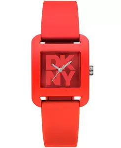 Женские городские спортивные часы с красным силиконовым ремешком, 37 мм DKNY