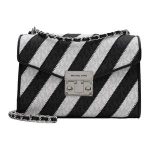 Коллекция багажа ПВХ плечевая сумка средний размер женская черно-белая MICHAEL KORS