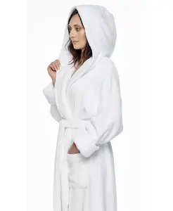 Женский халат с капюшоном до щиколотки из мягкой турецкой хлопковой ткани Low Twist ARUS, синий