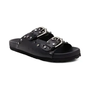 Кожаные тапочки из обана в стиле рок Pepe Jeans London, черный