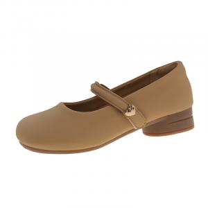 WUJI Туфли Мэри Джейн на массивном каблуке женские - молочно-коричневый, цвет Milk Tea Brown