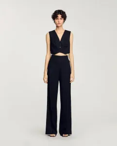 Женские широкие брюки в костюме с пайетками Sandro, чёрный