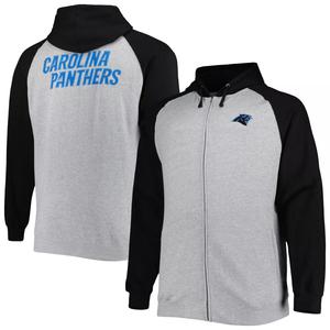 Мужская куртка Fanatics с логотипом Heather Grey Carolina Panthers, флисовая куртка с капюшоном и молнией во всю длину реглан