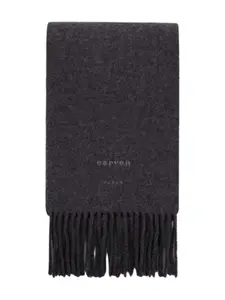 Шарф с вышивкой и бахромой Carven, серый