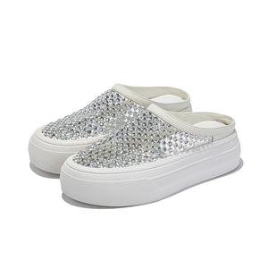 Женские сандалии с закрытым носком и резиновой подошвой, украшенные стразами Chibang, Gold