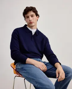 Мужской свитер с воротником-поло Dustin, темно-синий