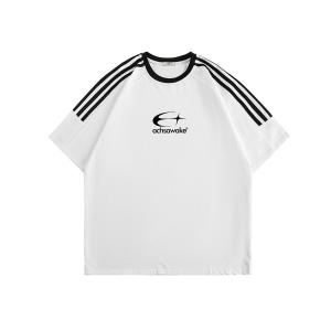 Футболка с короткими рукавами Unisex ACHS AWAKE, цвет вересково-серый [Полосатая]