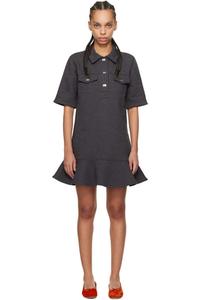 Серое мини-платье из плотного флиса GANNI