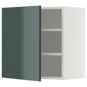 Настенный шкаф с полкой, белый/темно-серо-зеленый глянцевый материал Kallarp, 60x60 см. IKEA Metod