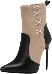 Женские модные короткие ботильоны на высоком каблуке с молниями, с заостренным носком, резиновой подошвой, доступны больших размеров. Fusecottc, Khaki