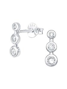Alexander York Серьги-гвоздики с тремя циркониями из серебра 925 пробы, комплект из 2 штук