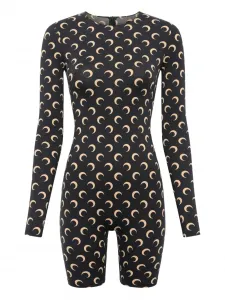Комбинезон с длинными рукавами и принтом в виде полумесяца Marine Serre, черный
