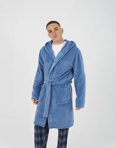 Халат с капюшоном и поясом-завязкой синего цвета Brave Soul