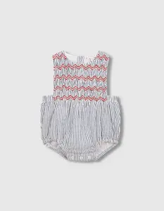 Ползунки для младенца в полоску с ручной вышивкой «соты» Gocco, синий