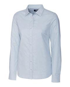 Рубашка женская с длинным рукавом из эластичной ткани Oxford Stripe Cutter & Buck, светло-голубой