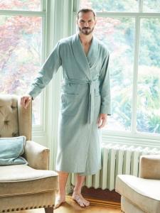 Халат из хлопка саржевого переплетения с эффектом браширования British Boxers, Moss