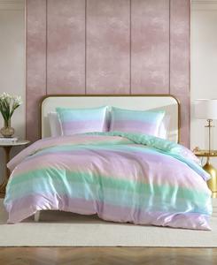 Двусторонний комплект постельного белья из 3 предметов из атласа с эффектом омбре, размер King Betsey Johnson, Purple Ombre