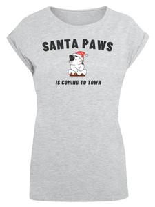 Футболка с изображением Санта-лапок и рождественского кота в серых крапинках F4NT4STIC